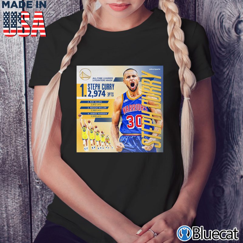 Black Ladies Tee Steph Curry 2976 the greatest shooter of all time T shirt