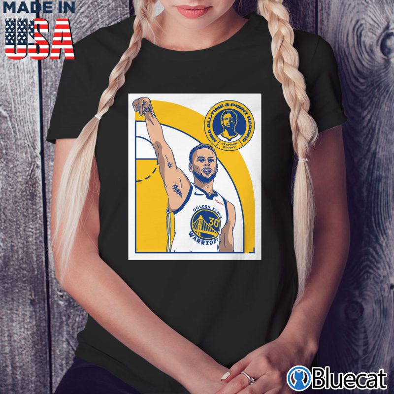 Black Ladies Tee Steph Curry Record broken History made T shirt