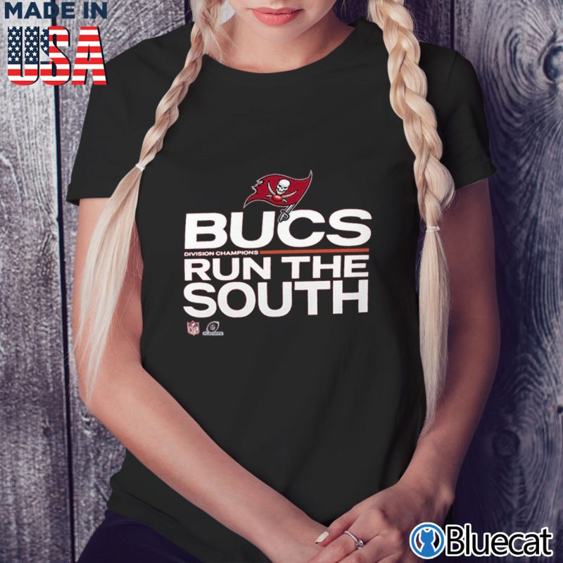 Black Ladies Tee Tampa Bay Buccaneers 2021 NFC South Division Champions Trophy Collection T Shirt