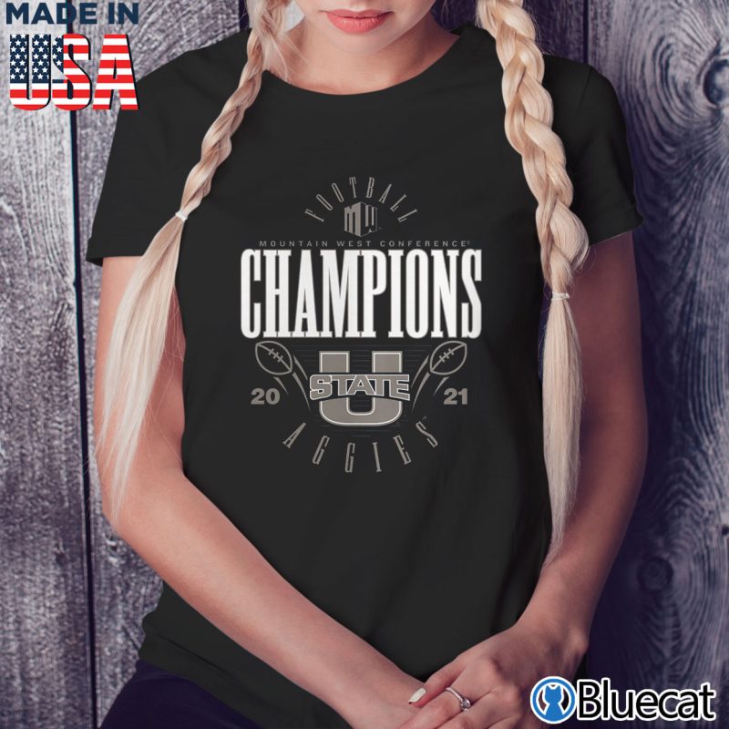Black Ladies Tee Utah State Aggies 2021 Mountain West Football Conference Champions T Shirt
