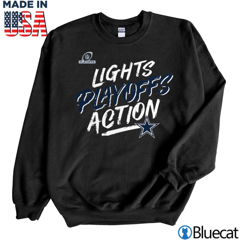 Black Sweatshirt Dallas Cowboys 2021 NFL Playoffs Bound Lights Action T Shirt