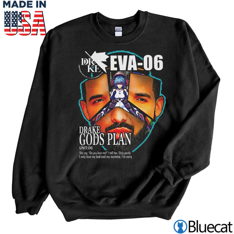 Black Sweatshirt Drake Evangelion Eva 06 gods plan shirt