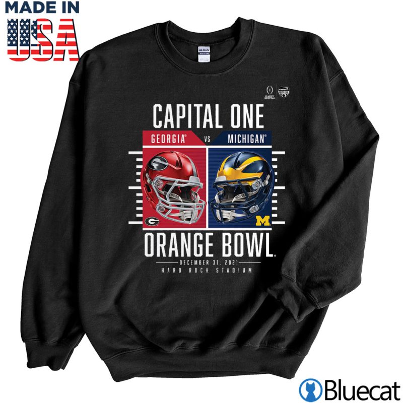 Black Sweatshirt Georgia Bulldogs vs Michigan Wolverines Playoff 2021 Orange Bowl Matchup Coin Flip T Shirt