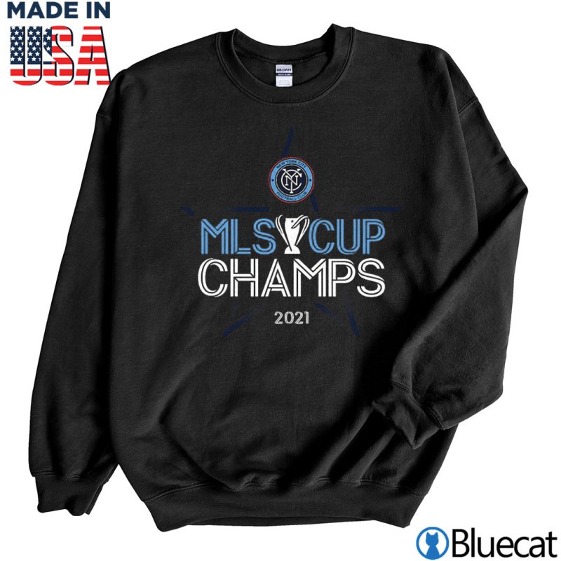 Black Sweatshirt New York City FC 2021 MLS Cup Champions Locker Room T Shirt