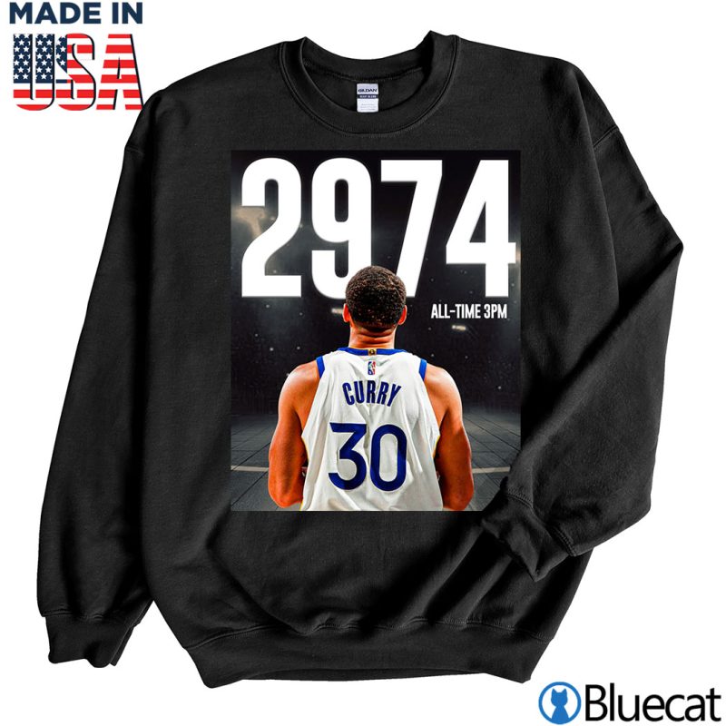Black Sweatshirt Steph Curry All Time 3 PT scorer 2974 T shirt