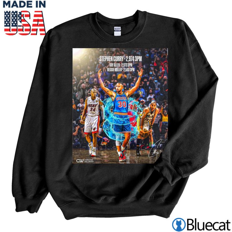 Black Sweatshirt Stephen Curry record breaker history maker T shirt