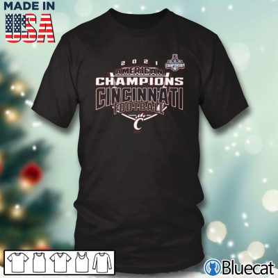 Black T shirt Cincinnati Bearcats 2021 AAC Football Conference Champions Locker Room T Shirt