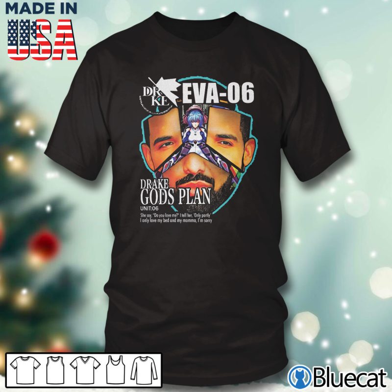 Black T shirt Drake Evangelion Eva 06 gods plan shirt