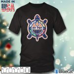 Black T shirt Edmonton Oilers Turtle Island logo T shirt