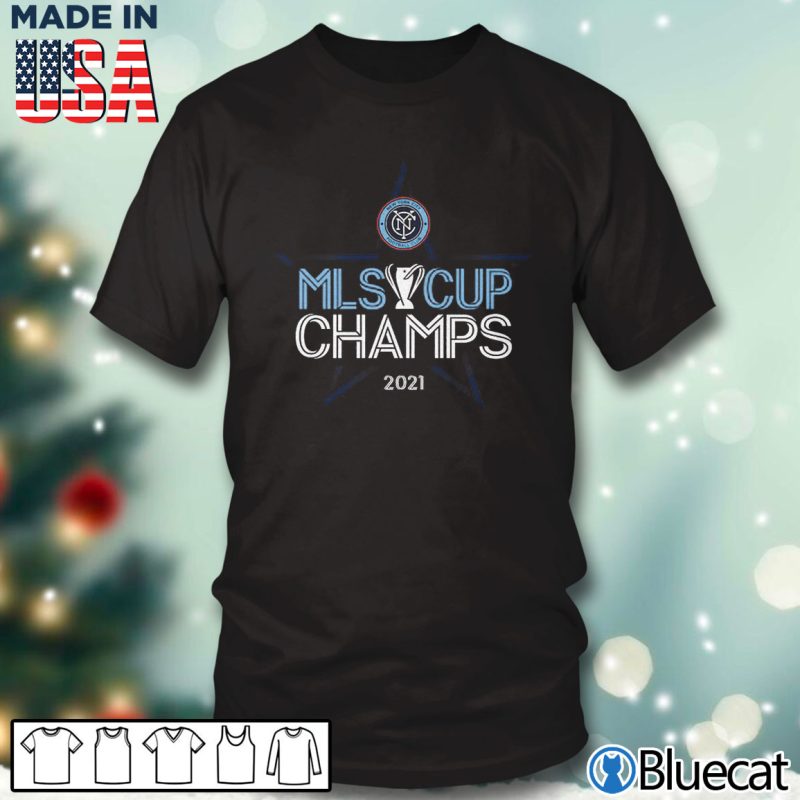 Black T shirt New York City FC 2021 MLS Cup Champions Locker Room T Shirt