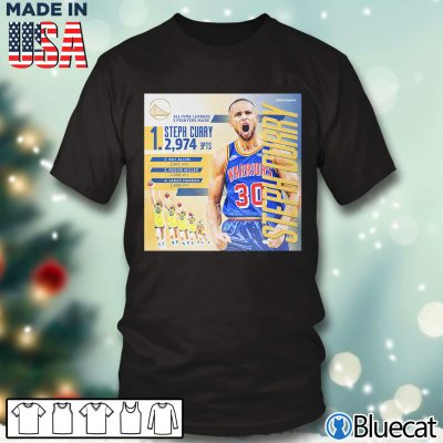 Black T shirt Steph Curry 2976 the greatest shooter of all time T shirt