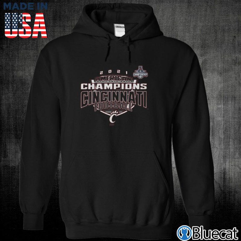Black Unisex Hoodie Cincinnati Bearcats 2021 AAC Football Conference Champions Locker Room T Shirt