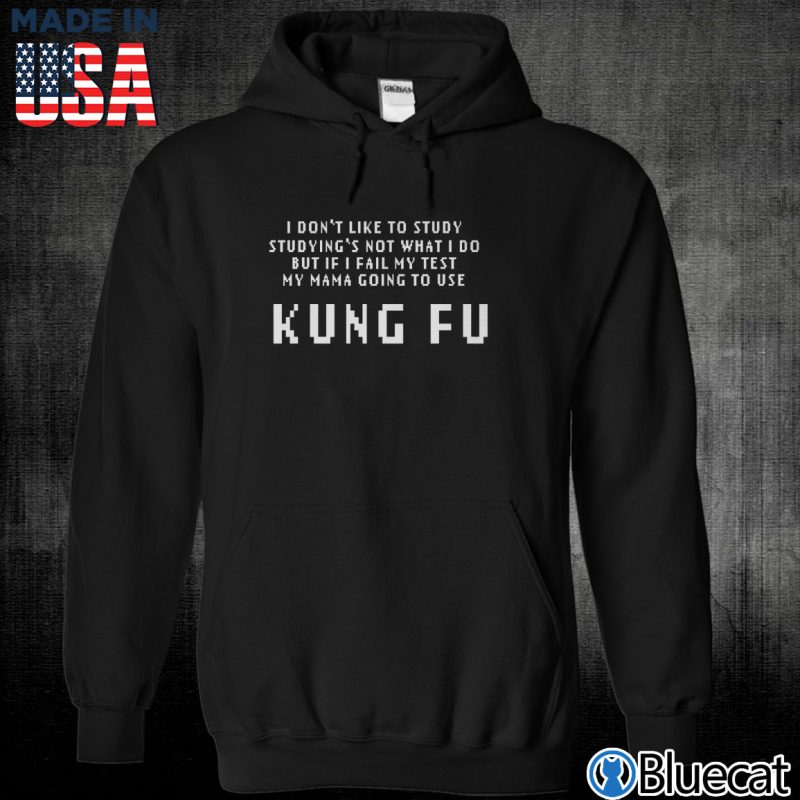 Black Unisex Hoodie Kung Fu I dont like to study studyings not what I do T shirt