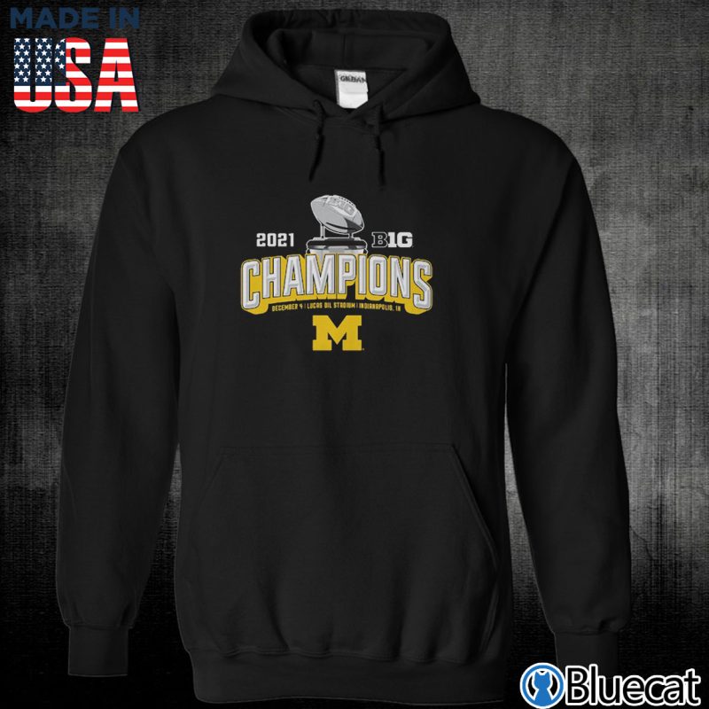 Black Unisex Hoodie Michigan Wolverines 2021 Big Ten Football Conference Champions Locker Room T Shirt