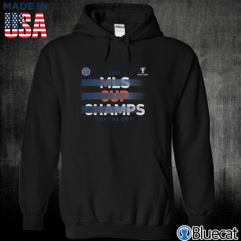 Black Unisex Hoodie New York City FC 2021 MLS Cup Champions Five Points T Shirt