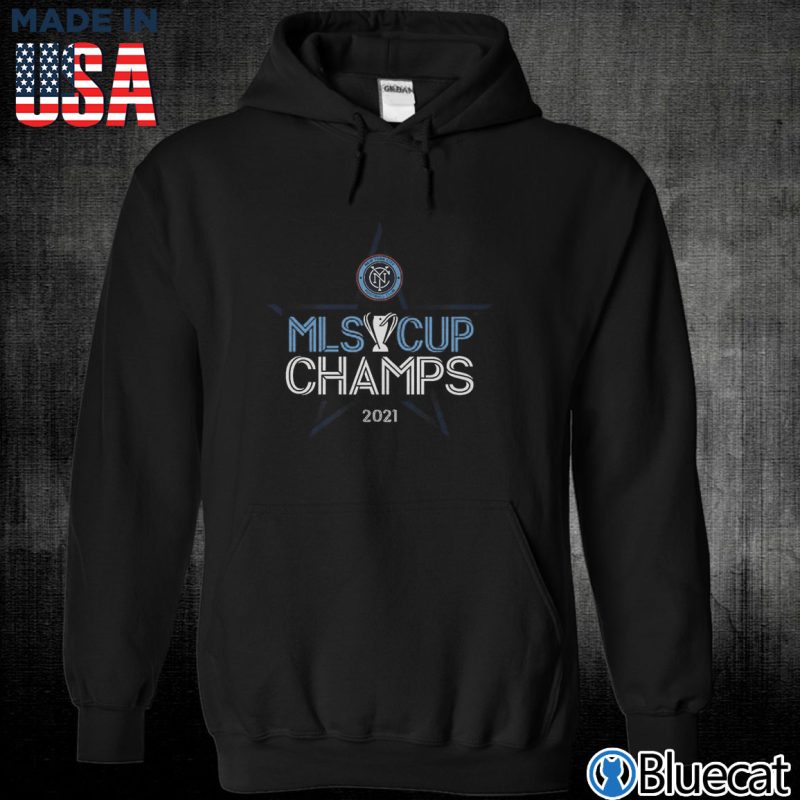 Black Unisex Hoodie New York City FC 2021 MLS Cup Champions Locker Room T Shirt