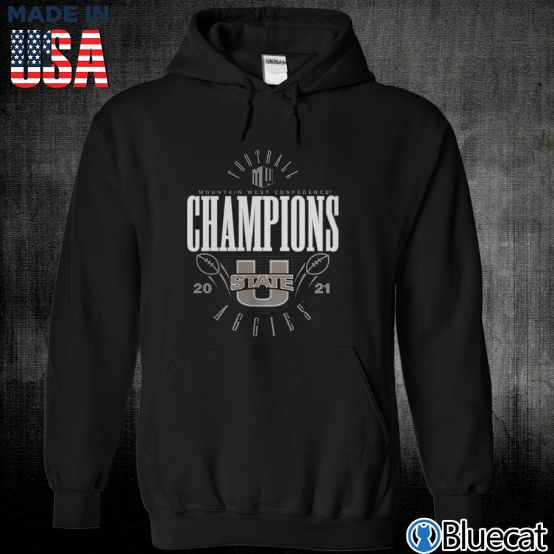 Black Unisex Hoodie Utah State Aggies 2021 Mountain West Football Conference Champions T Shirt