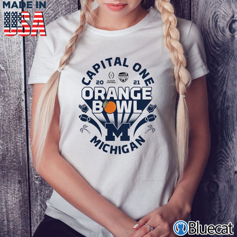 Ladies Tee Michigan Wolverines Playoff 2021 Orange Bowl Bound Whistle T shirt