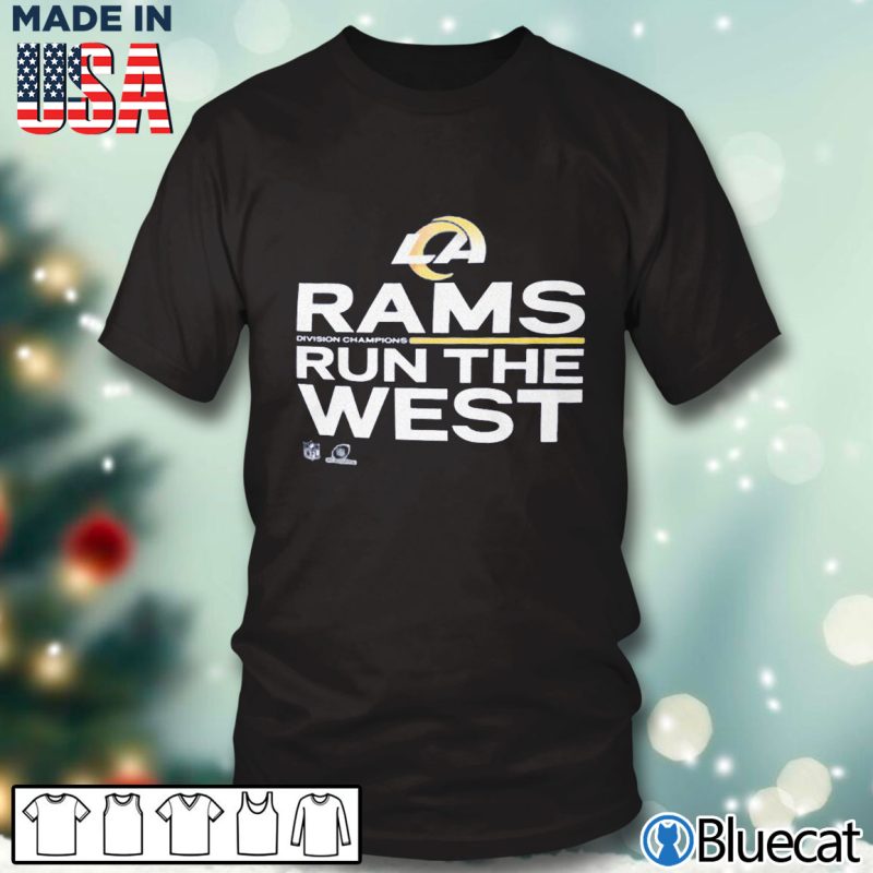 Black T shirt Los Angeles Rams 2021 NFC West Division Champions Trophy Collection T Shirt
