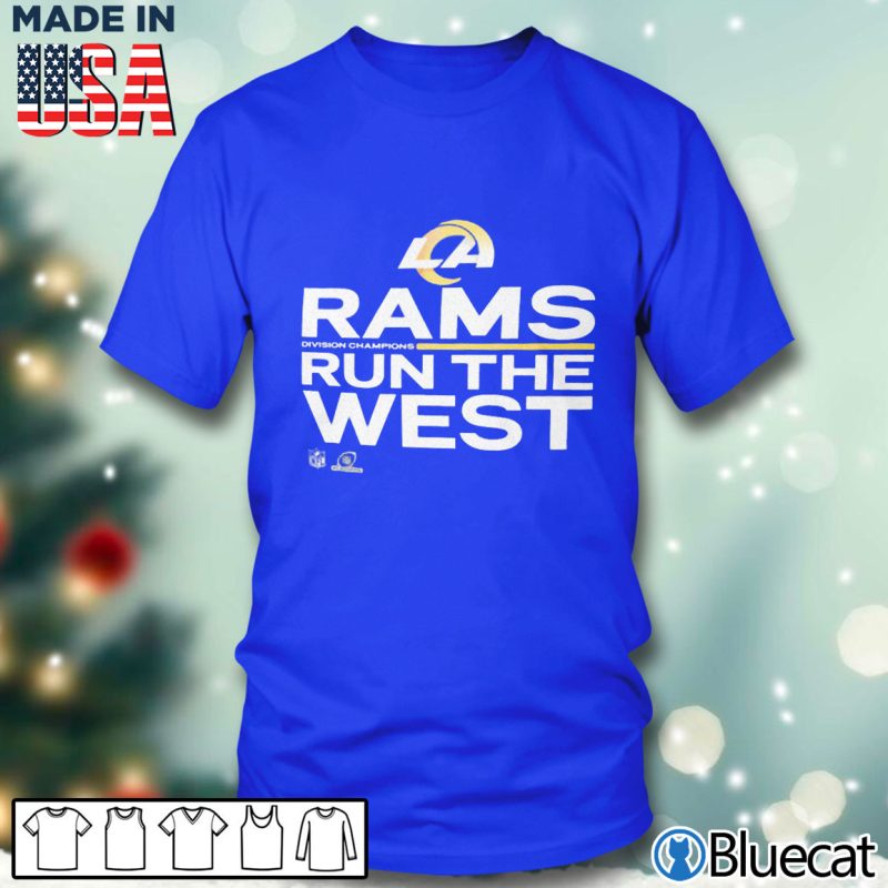 Blue T shirt Los Angeles Rams 2021 NFC West Division Champions Trophy Collection T Shirt