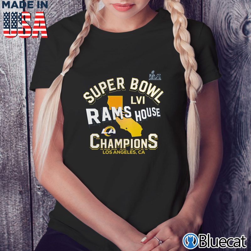 Black Ladies Tee Los Angeles Rams Super Bowl LVI Champions Hometown Hard Count T Shirt