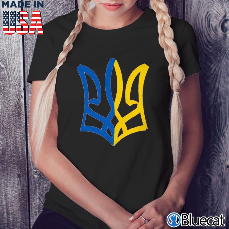 Black Ladies Tee Ukraine Trident Symbol Tryzub Trident T shirt