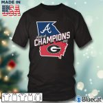 Black T shirt Georgia Bulldogs x Atlanta Braves 2021 State of Champions T Shirt