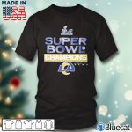 Black T shirt Los Angeles Rams Super Bowl LVI Champions Locker Room Trophy Collection T Shirt