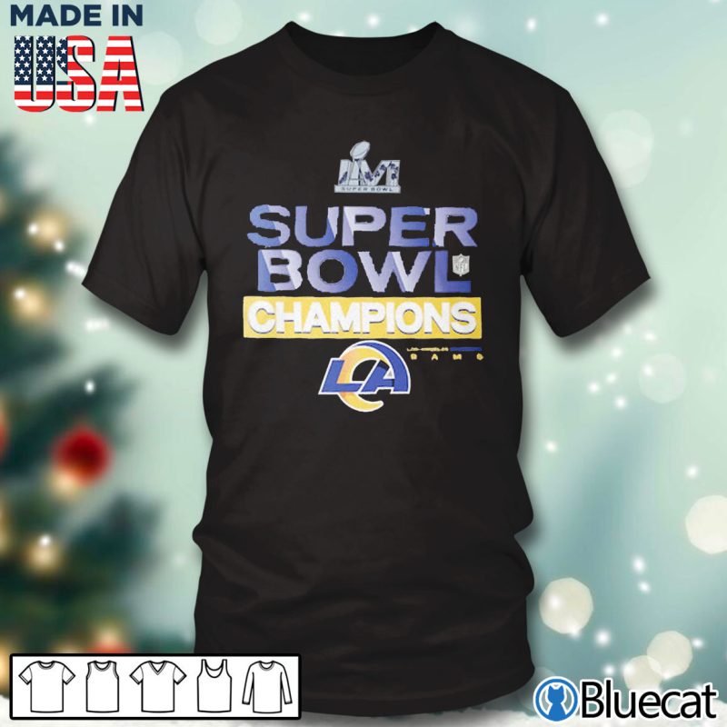 Black T shirt Los Angeles Rams Super Bowl LVI Champions Locker Room Trophy Collection T Shirt