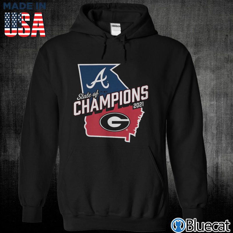 Black Unisex Hoodie Georgia Bulldogs x Atlanta Braves 2021 State of Champions T Shirt