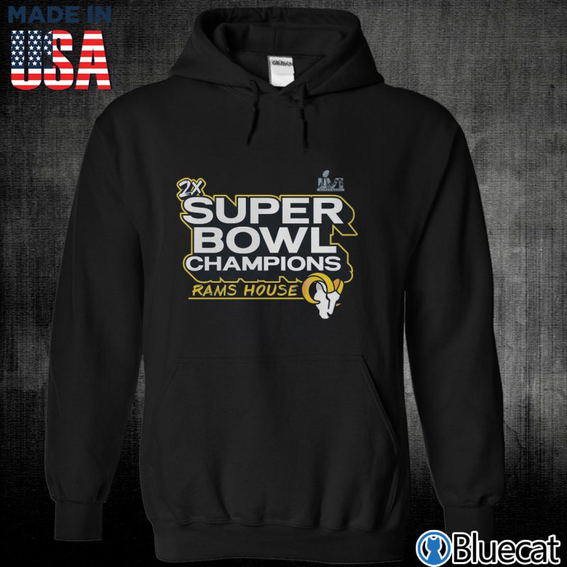 Black Unisex Hoodie Los Angeles Rams Super Bowl LVI Champions Parade Celebration T Shirt