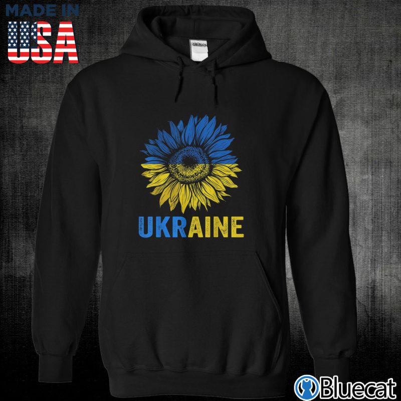 Black Unisex Hoodie Ukraine Flag Sunflower Vintage Ukrainian Support Lover Shirt