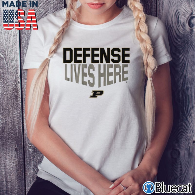Ladies Tee Purdue Basketball Defense Lives Here T shirt
