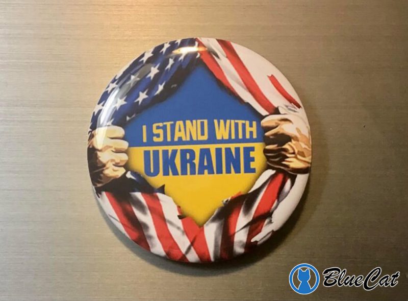 America Stand With Ukraine Pin Button