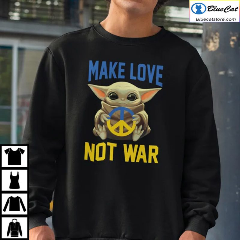 Baby Yoda Make Love Not War Shirt Peace Symbol 2