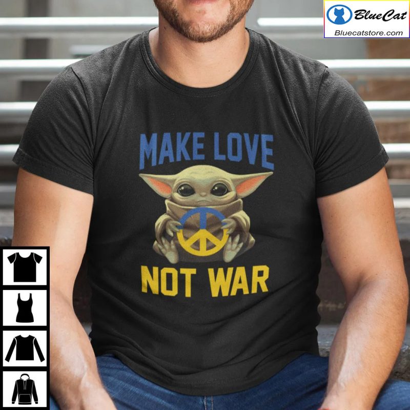 Baby Yoda Make Love Not War Shirt Peace Symbol