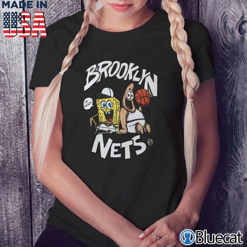 Black Ladies Tee Brooklyn Nets Homage NBA x Spongebob Collab T Shirt