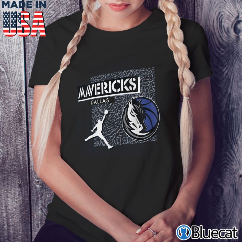 Black Ladies Tee Dallas Mavericks Jordan Elephant Print T Shirt