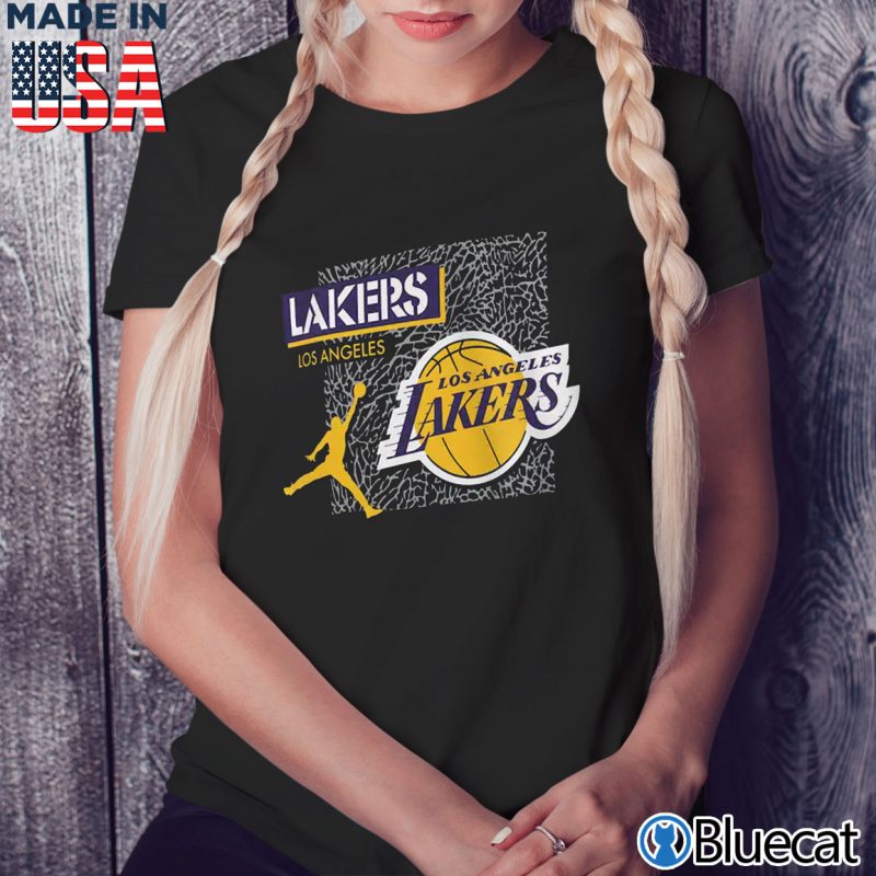 Black Ladies Tee Los Angeles Lakers Jordan Elephant Print T Shirt