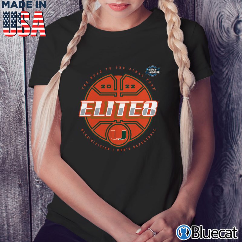 Black Ladies Tee Miami Hurricanes 2022 NCAA Mens Basketball Tournament March Madness Elite Eight T Shirt