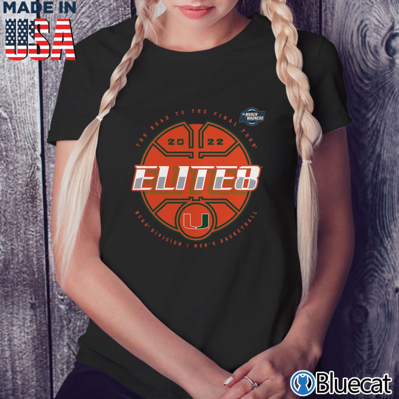 Black Ladies Tee Miami Hurricanes 2022 NCAA Tournament March Madness Elite Eight Elite T Shirt