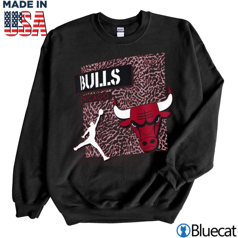 Black Sweatshirt Chicago Bulls Jordan Elephant Print T Shirt