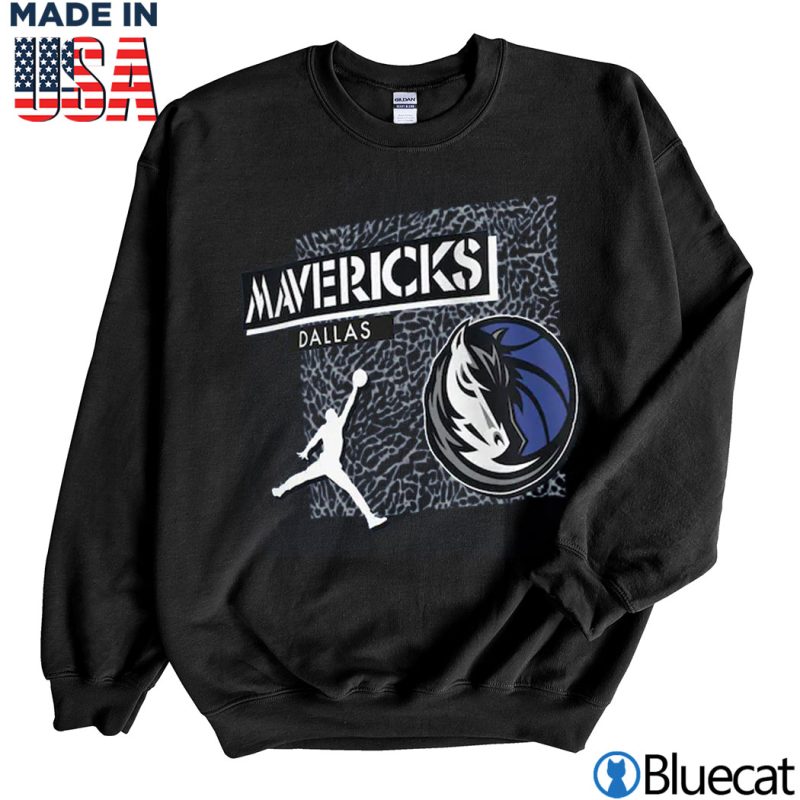 Black Sweatshirt Dallas Mavericks Jordan Elephant Print T Shirt