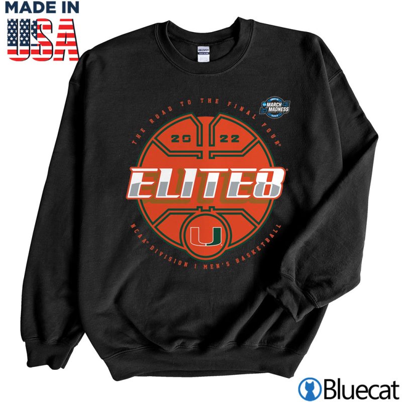 Black Sweatshirt Miami Hurricanes 2022 NCAA Mens Basketball Tournament March Madness Elite Eight T Shirt