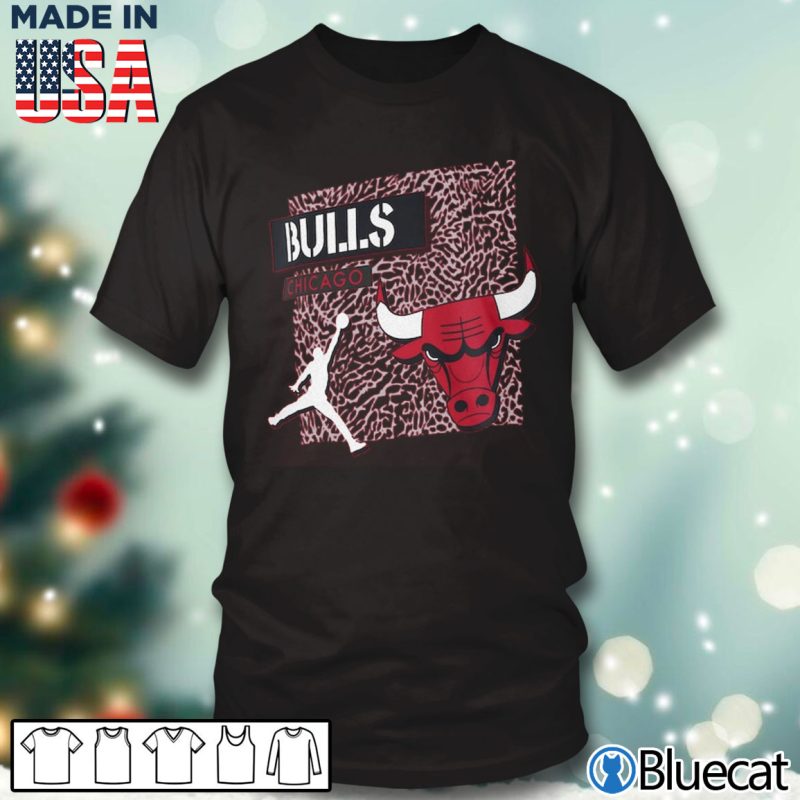 Black T shirt Chicago Bulls Jordan Elephant Print T Shirt
