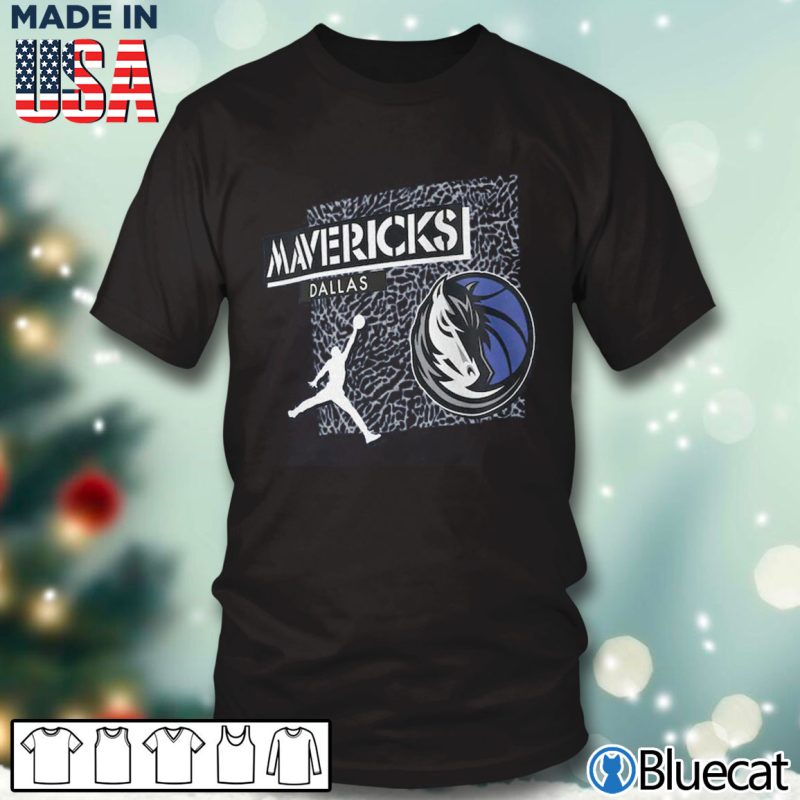 Black T shirt Dallas Mavericks Jordan Elephant Print T Shirt