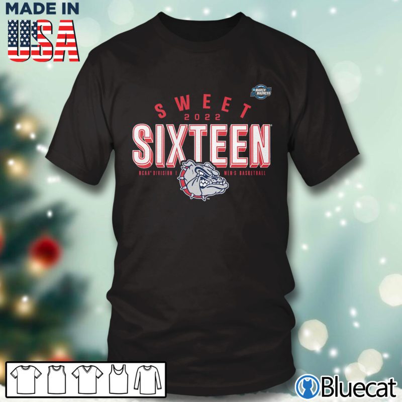 Black T shirt Gonzaga Bulldogs 2022 Tournament March Madness Sweet Sixteen Jumpball T Shirt