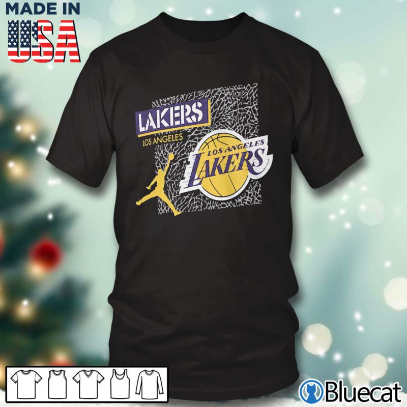 Black T shirt Los Angeles Lakers Jordan Elephant Print T Shirt