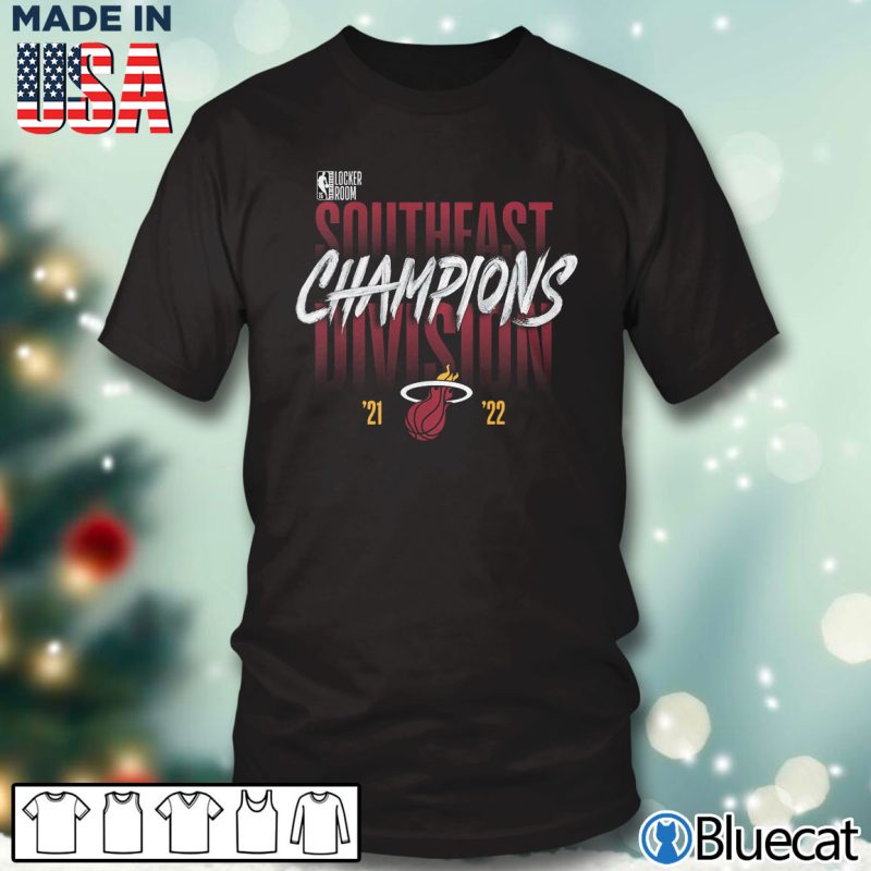 Black T shirt Miami Heat 2022 Southeast Division Champions Locker Room T Shirt
