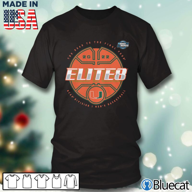 Black T shirt Miami Hurricanes 2022 NCAA Tournament March Madness Elite Eight Elite T Shirt
